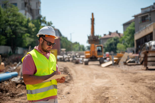 istock Civil engineer works in the field 2158121625