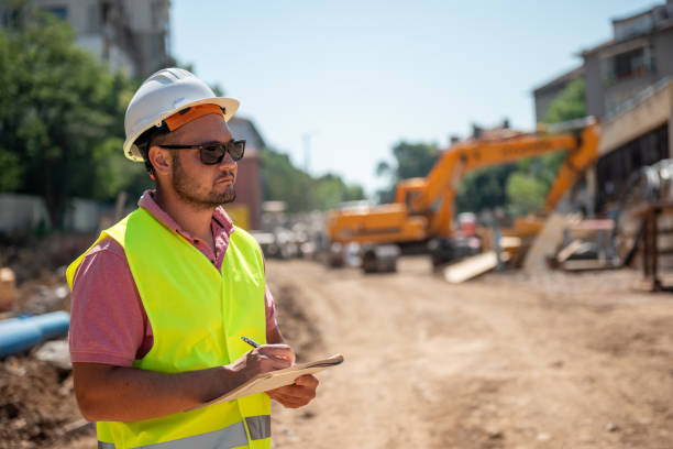 istock Civil engineer works in the field 2158121639