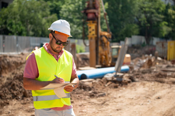 istock Civil engineer works in the field 2158121641