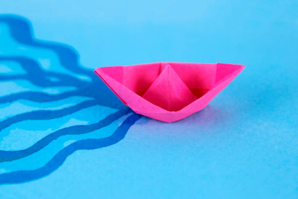 Boat leaving trails of its trajectory