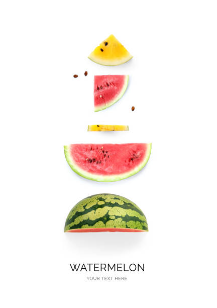 Creative layout made of watermelon  on the white background. Flat lay. Food concept.
