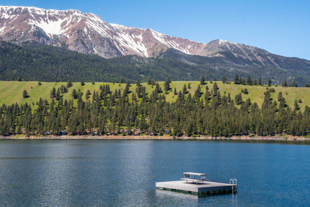 istock Picnic Table on Floating Platform on Wallowa Lake Oregon 2158124067