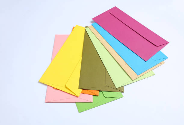 istock Set of colored envelopes on a white background 2158126581