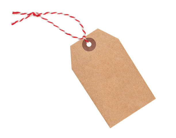 istock Paper tag with jute isolated on white 2158127342