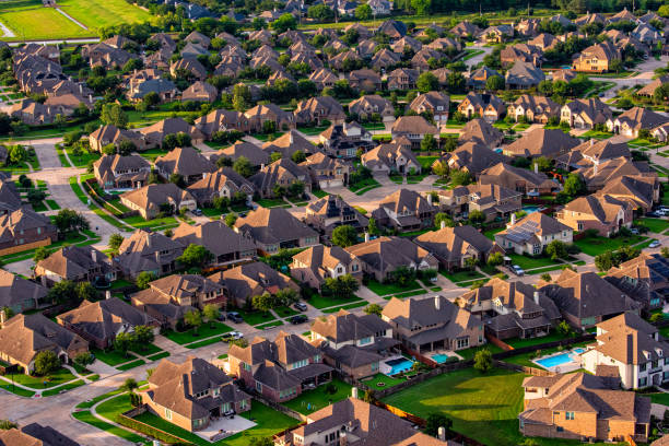 istock Suburban Texas Subdivision Aerial 2158128229