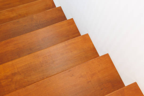 Stairs made of a mixture of wood and concrete