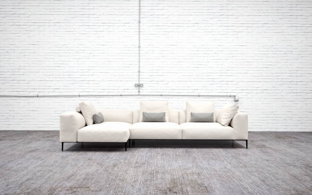 istock Large luxury modern bright interiors Living room mockup illustration 3D rendering image 2158129335