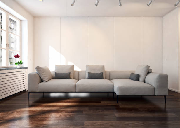 istock Large luxury modern bright interiors Living room mockup illustration 3D rendering image 2158129474