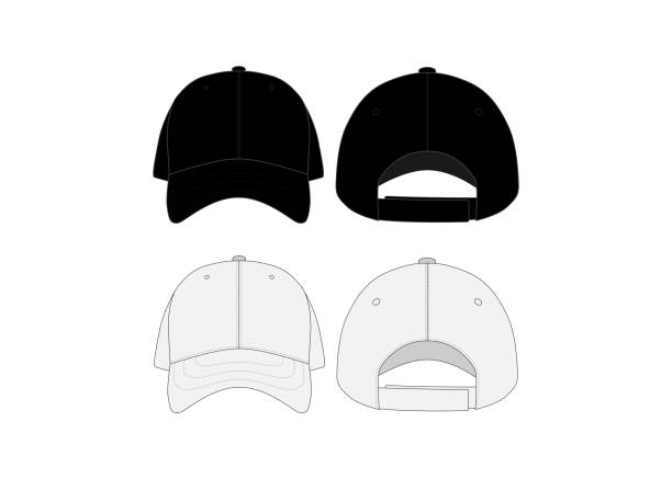ilustrações de stock, clip art, desenhos animados e ícones de hat dad cap vector mockup hat technical drawing illustration cap hat outline template flat sketch dad hat template hat fashion flat illustration cap cad mokcups - pai