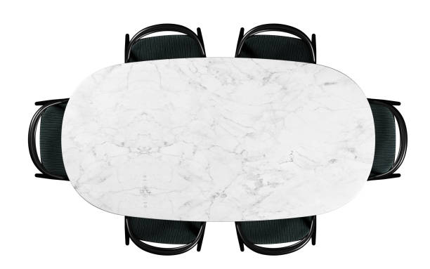 istock Top view of marble dining table with chairs 2158136516