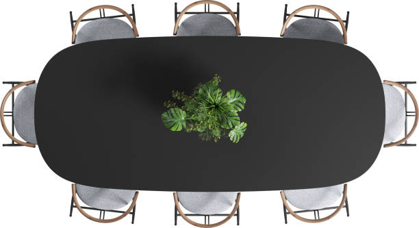 istock Top view of dining table with chairs 2158137864
