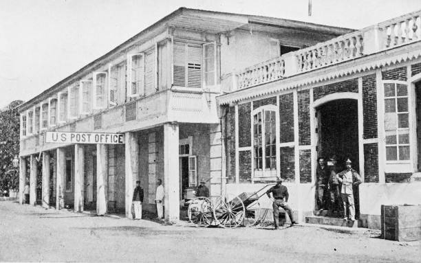 istock Antique photograph of Philippines during the Spanish American War, Post Office, Cavite 2158141126