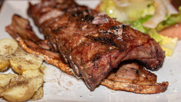 istock delicious charcoal roasted ribs, bbq 2158144090