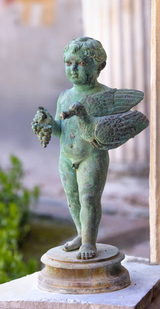 Little Angel Sculpture in the Blue Sky Background