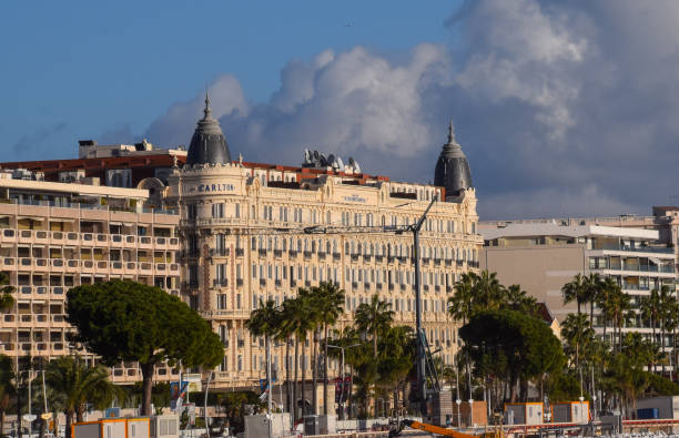 Cannes, France - December 15 2019: Carlton Cannes Hotel exterior view on La Croisette.