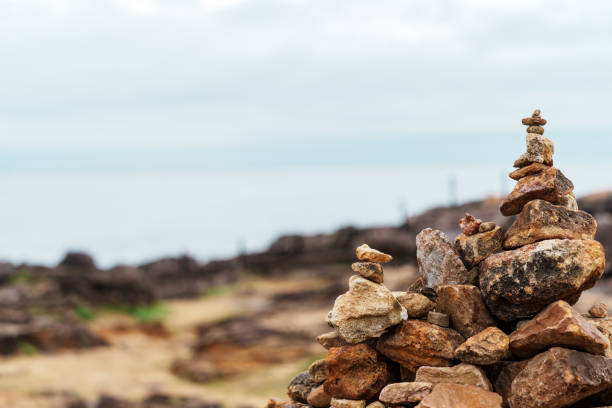Small stones piled up on rocky terrain