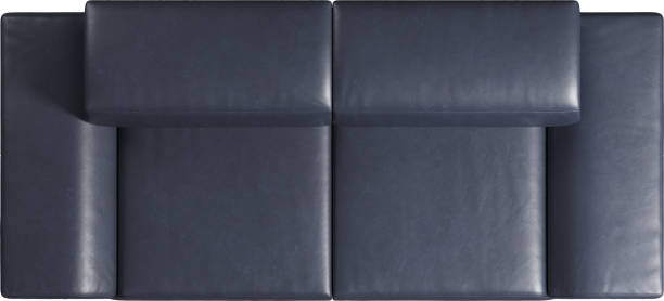 istock Top view of navy leather sofa with cushions 2158147538