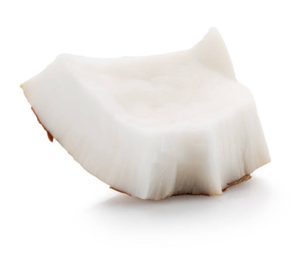 istock piece of a coconut isolated on the white background. Clipping path 2158149334