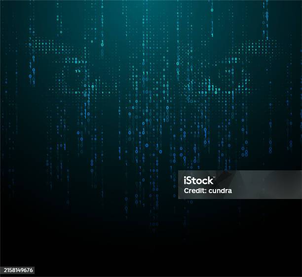 Abstract Blue Binary Code Eyes And Cascading Zero And One Characters ...