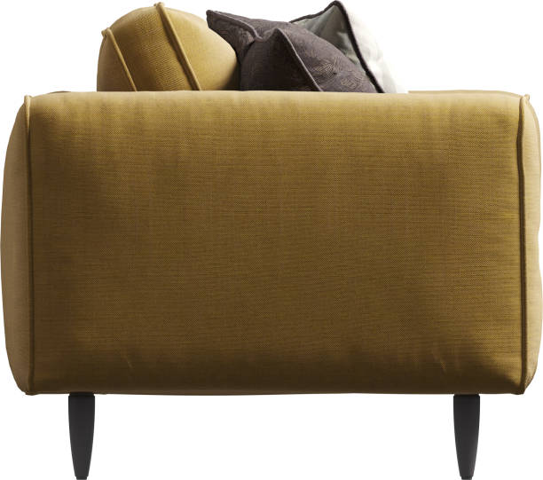 istock Side view of yellow sofa with cushions 2158150412