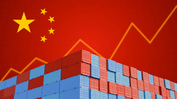 istock China container cargo business growth from high demand international trade logistic industry, uptrend chinese e-commerce of import export commercial freight from crisis trade war 3d rendering 2158151145
