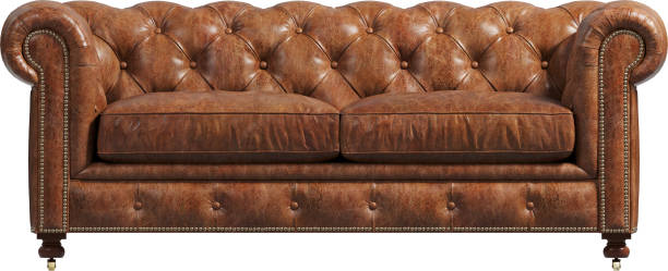 istock Front view of leather classic sofa sofa with cushions 2158152738
