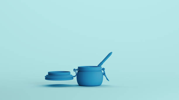 istock Blue mason jar kitchenware preserves dishware kitchen ingredients storage pale background 2158154059