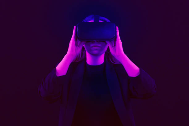 istock Meta wear VR headset connecting metaverse, future cyberspace community technology. 2158154296