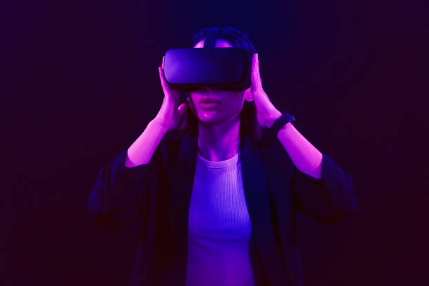 istock Meta wear VR headset connecting metaverse, future cyberspace community technology. 2158155222