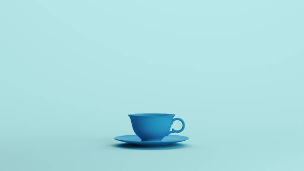 istock Blue tea cup saucer plate dishware tea cafe pottery soft tones pale background 2158155417