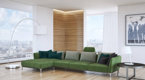 istock Large luxury modern bright interiors Living room mockup illustration 3D rendering image 2158156567