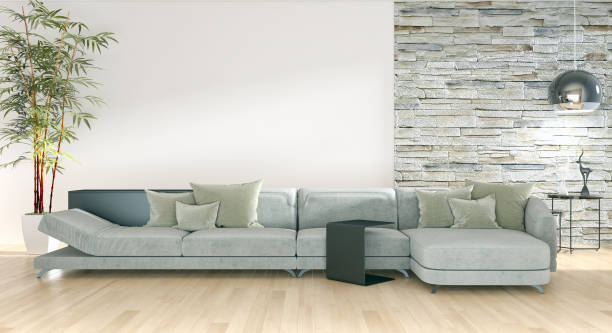 istock Large luxury modern bright interiors Living room mockup illustration 3D rendering image 2158156736