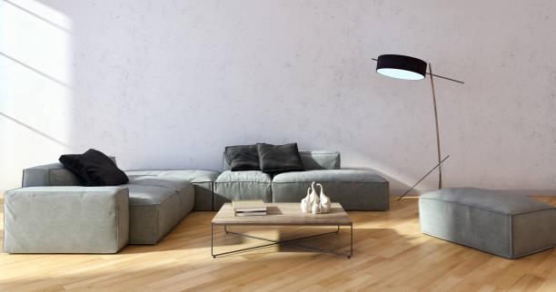 istock Large luxury modern bright interiors Living room mockup illustration 3D rendering image 2158157479