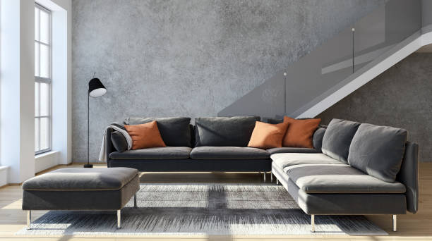 istock Large luxury modern bright interiors Living room mockup illustration 3D rendering image 2158157646