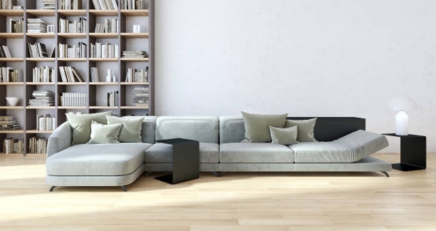 istock Large luxury modern bright interiors Living room mockup illustration 3D rendering image 2158157837