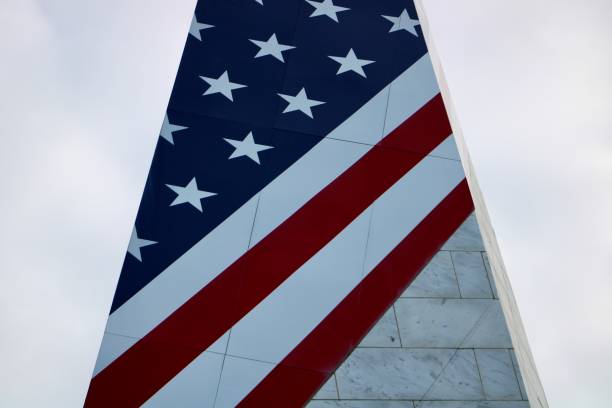 Looking up at the Suffolk County Vietnam Veterans Memorial.