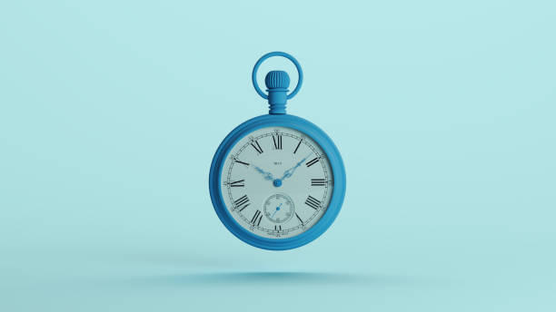istock Blue pocket watch instrument clock time old pocket watch pale background 2158159496