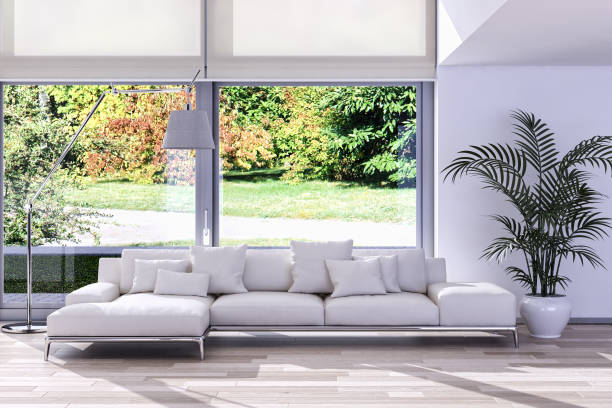 istock Large luxury modern bright interiors Living room mockup illustration 3D rendering image 2158164959