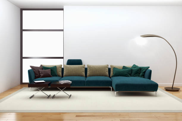 istock Large luxury modern bright interiors Living room mockup illustration 3D rendering image 2158165007