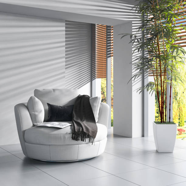 istock Large luxury modern bright interiors Living room mockup illustration 3D rendering image 2158165356