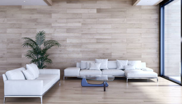 istock Large luxury modern bright interiors Living room mockup illustration 3D rendering image 2158165387