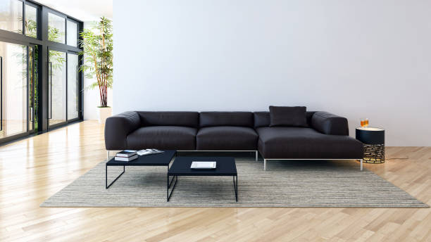 istock Large luxury modern bright interiors Living room mockup illustration 3D rendering image 2158165585