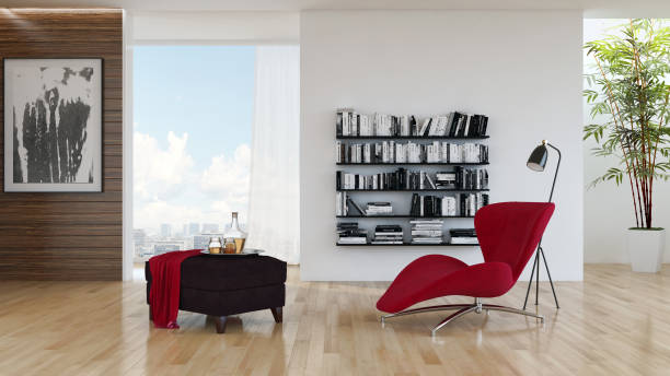istock Large luxury modern bright interiors Living room mockup illustration 3D rendering image 2158166603