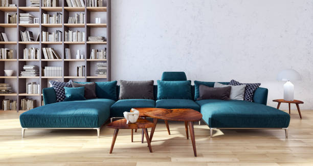 istock Large luxury modern bright interiors Living room mockup illustration 3D rendering image 2158167209