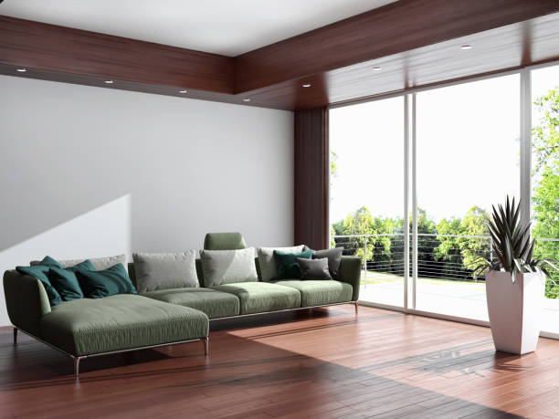 istock Large luxury modern bright interiors Living room mockup illustration 3D rendering image 2158167224
