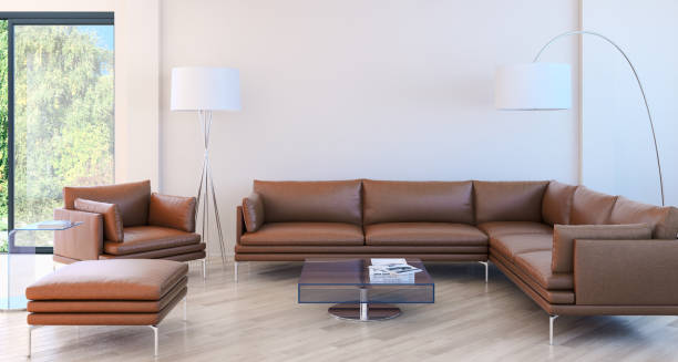 istock Large luxury modern bright interiors Living room mockup illustration 3D rendering image 2158167570