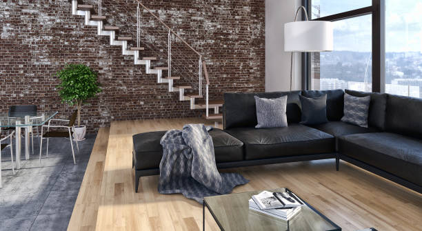 istock Large luxury modern bright interiors Living room mockup illustration 3D rendering image 2158167847
