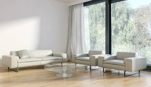 istock Large luxury modern bright interiors Living room mockup illustration 3D rendering image 2158167943