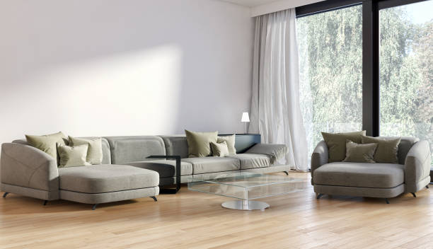 istock Large luxury modern bright interiors Living room mockup illustration 3D rendering image 2158167948