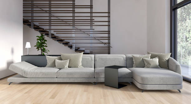 istock Large luxury modern bright interiors Living room mockup illustration 3D rendering image 2158168464
